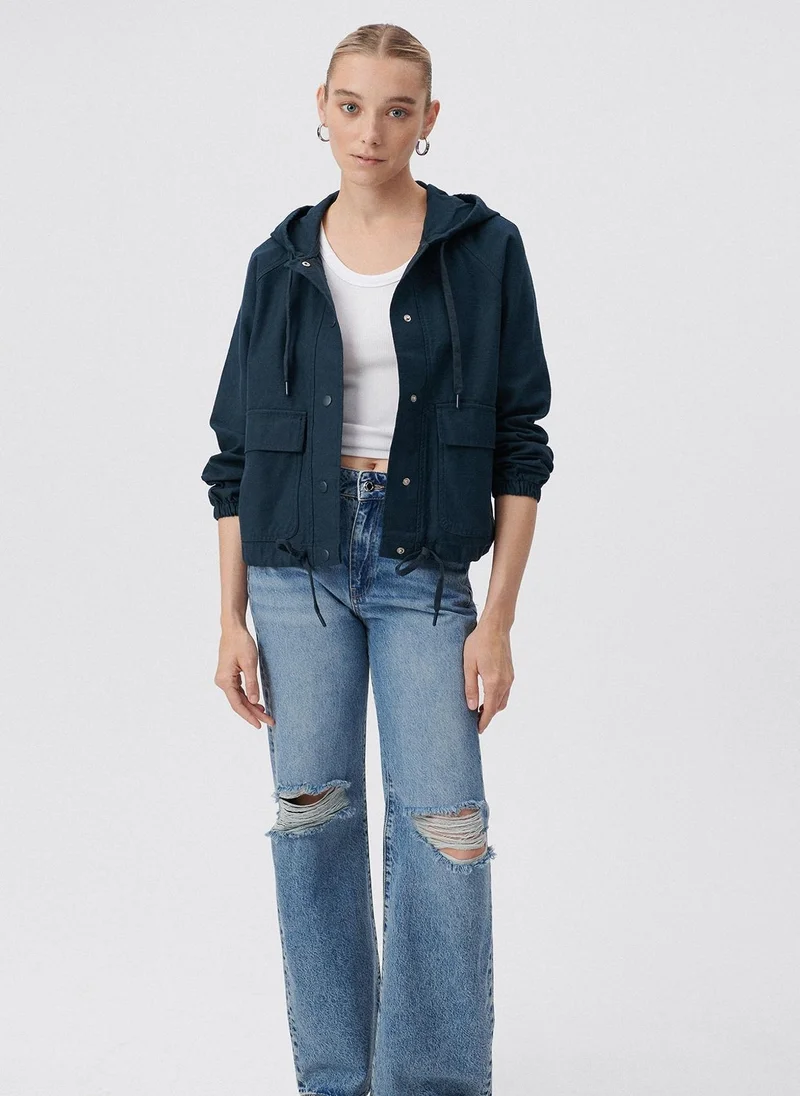 مافي Hooded Navy Jacket